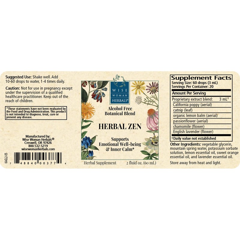 Wise Woman Herbals – Herbal Zen prev Kalmerite Glycerite, Alcohol-Free
