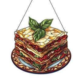 Lasagna Ornaments Acrylic Window Hanging - Gifts for Lasagna Lovers, Lasagna Gifts for Women Men - Lasagna Decor - Lasagna Christmas Decorations