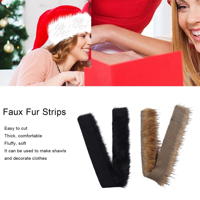 2Pcs Faux Fur Strips Thick Fluffy Soft Artificial Fur Strips