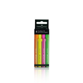 Faber-Castell Textliner 38 Super-Fluorescent Highlighter Pen - Assorted Color (Pack Of 4/6/8), Vivid Colors, Clipped Holder, Lightweight & Slim Design (4)