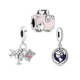 TCZNAF Sparkling Rose in Bloom Oversized Charm for Bracelets Family Love Beads Dangle Pendants Mother's Day Present for Women