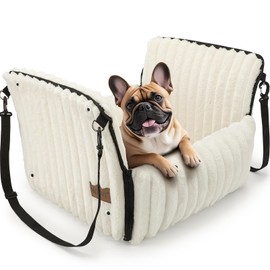 MIXJOY Dog Car Seat for Small/Medium Dogs up to 25 lbs, Multi-Functional Dog Carrier for Car with Detachable Washable Cover, Pet Travel Bed with Clip-On Safety Leash, Beige