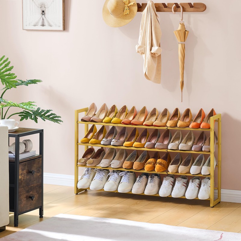 FAVOOSTY 4-Tier Expandable Shoe Rack, Adjustable Shoe Shelf Storage Organizer