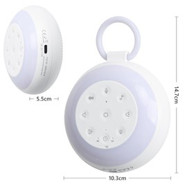 White Noise Machine Baby, Tragbare Einschlafhilfe Babys mit Aufnahmefunktion, 24 Beruhigende Schlaflieder & Naturgeräusche, 3 Timer-Einstellungen, 7 Bunte Beleuchtung & USB, für kinderwagenschaukler