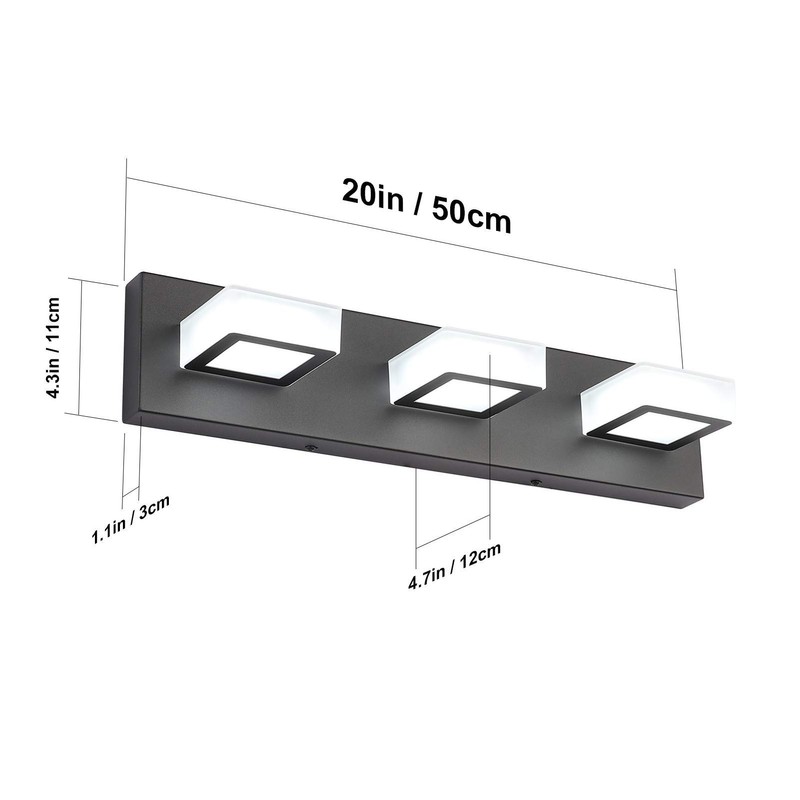 Ralbay LED Modern Black Bathroom Vanity Lights 3 Lights Acrylic