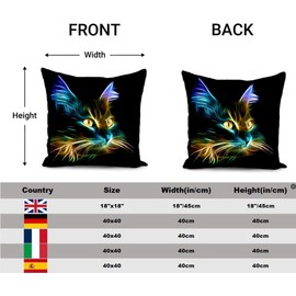 HUASHUZI Cushion Cover Black Cat Gifts for Women Cat Lovers Decorations Throw Pillow Case Decor Home for Livingroom Couch Sofa 18"x18"(45x45cm)