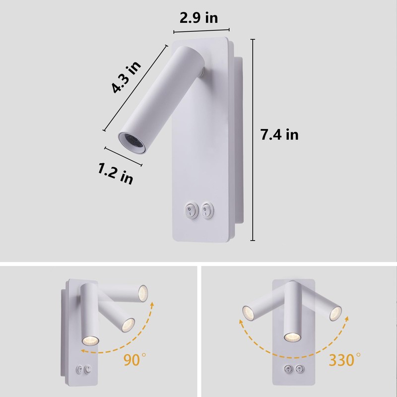 Dimmable Wall Lamps Wall Mounted Reading Lights for Book at