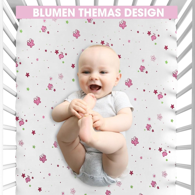 Bimocosy 2 Pack Cot Sheets 70x140cm, Soft Cotton Mattress Protector