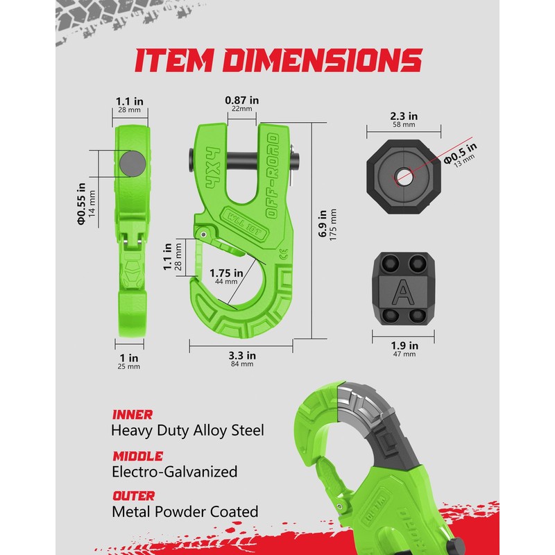 AMBULL Tow Winch Hook with Cable Stopper, 10T Winch Hook,