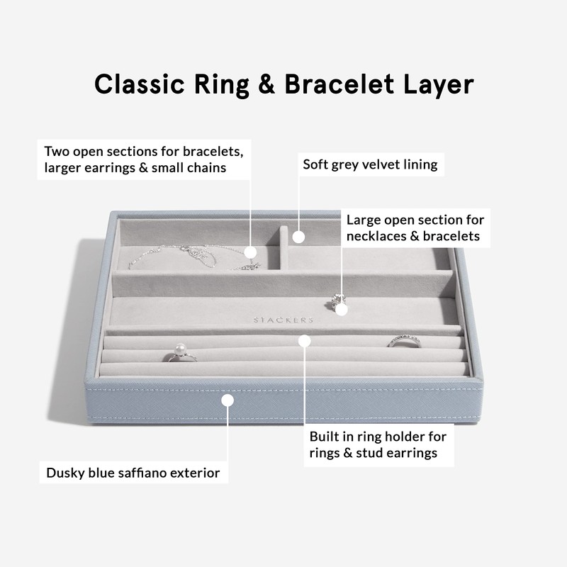 Stackers Dusky Blue Classic Medium Jewellery Box Ring/Bracelets Layer