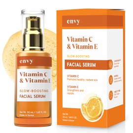 Envy Suero de Vitamina C con Vitamina E y Glicerina - Piel, Reducción de Manchas Oscuras y Anti-Envejecimiento, Probado por Dermatólogos, Suero Hidratante Glass Skin - Libre de Crueldad para Todo Tipo