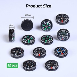 12Pcs Button Compass Mini Compass, 20mm Pocket Oil Filled Compass Kit Pocket Survival Compass Mini Pocket Compass Portable Survival Compass for Emergency Survival