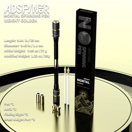 ADSPINZOR Weighted Mortal Spinning Pen Mod by Mr. Nope – Advanced Trick Spin Pen for Precision, Pen Spinning Tricks & Practice – Heavier, Balanced, Anti-Slip Grip, Writable with Brass Weights (Gold)