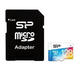 Silicon Power SP128GBSTXBU1V20BT - Memoria MicroSDXC UHS-1 clase 10, Diseño clásico, Multi Color