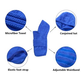 Geyecete Dog Drying Coat with Hood for After Bath Bathrobe Towel Dog Drying Coat for Wet Walking in Rain/Snow-Dry Fast Dog Bag-Pineapple Grid Fast Drying-Blue-L