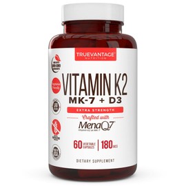 Truevantage Nutrition Vitamin K2 180 MCG with D3 5000 IU Supplement for Heart and Bone Health