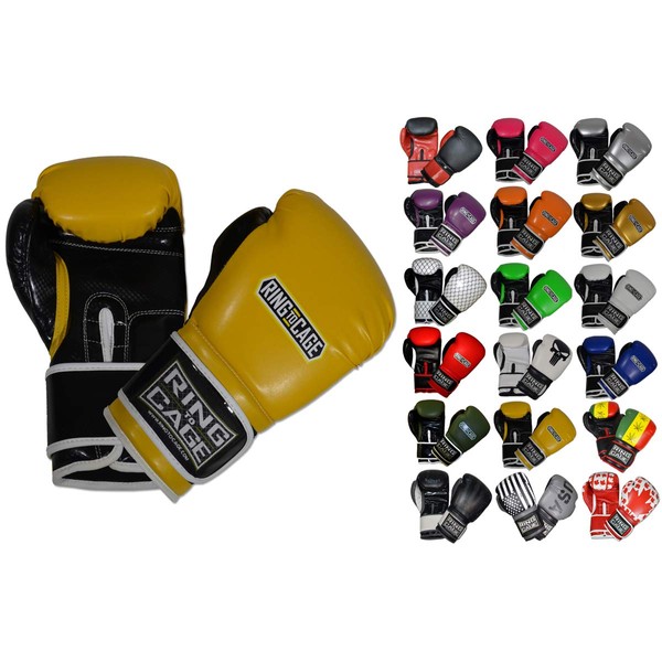 Gym Training Stand-Up Boxing Gloves (Yellow/Black, Large Weighs 16oz)