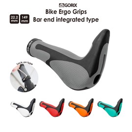 GORIX Bike Ergo Grips Bar End Cycle Lock On Handlebar Mountain Bicycle(GX-849AD3-L1-G2(Global Edition)) (White×Black)