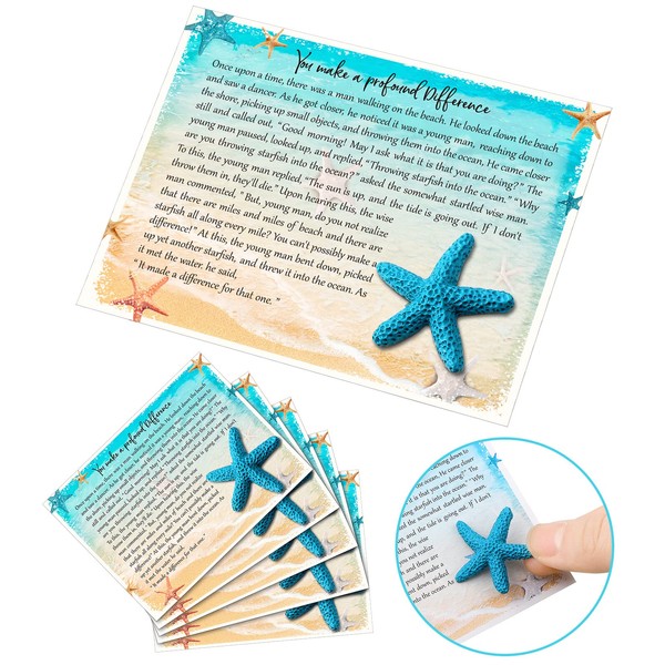 48 Pieces Starfish Card Motivational Starfish Story Small Keepsake Appreciation Notecards and Mini Turquoise Blue Starfish Beads Starfish Compliment Cards for Students Teachers Wedding(Stylish Style)