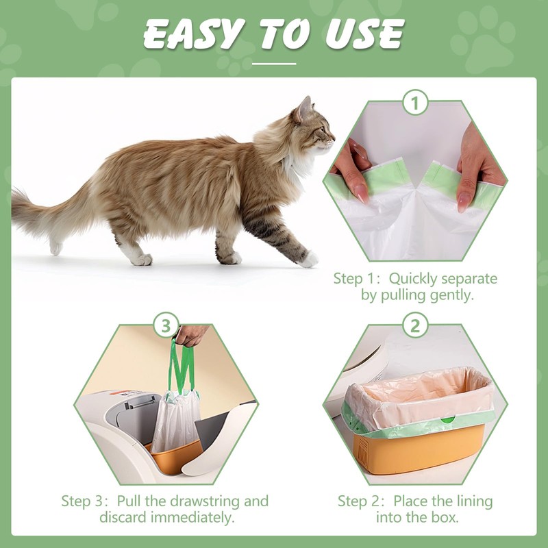 140 Cat Litter Box Liners For Meowant Mw-Sc01/Sc02/Sc09, Drawstring