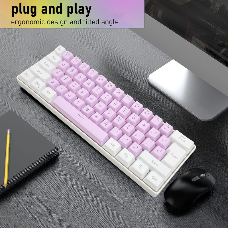Gaming Keyboard USB 61 Keys RGB Backlit Ergonomic Contrast Color
