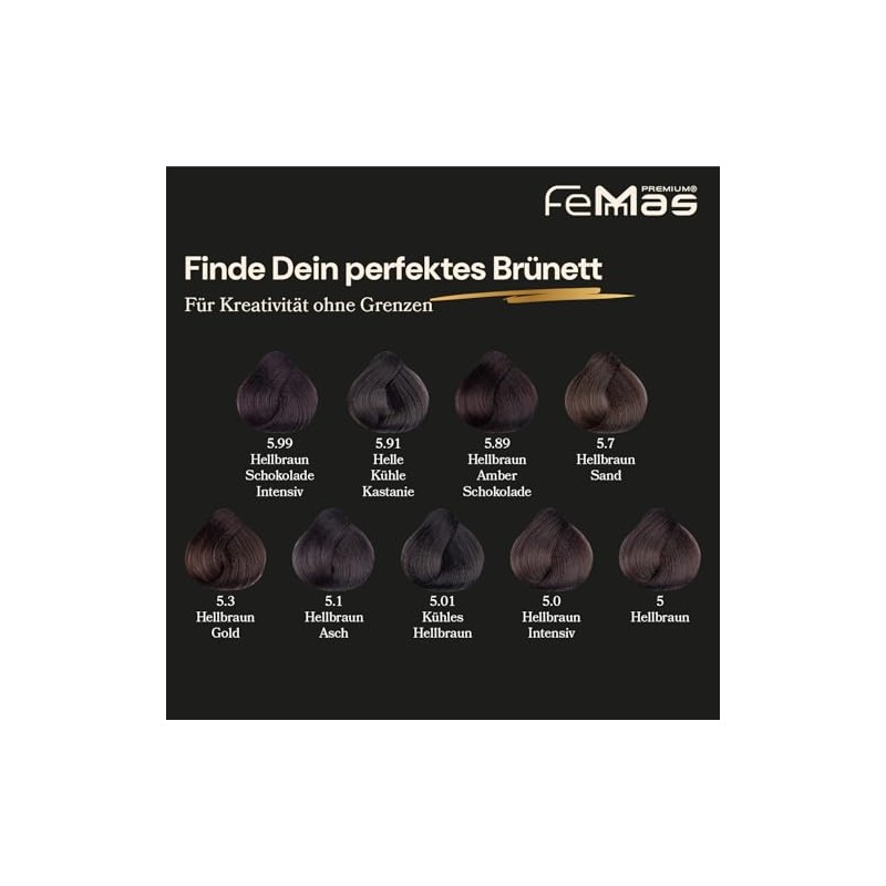 FemMas Haarfarbe Dunkelbraun Schokolade Intensiv 3.99 I Professionelle Creme Haarfarbe