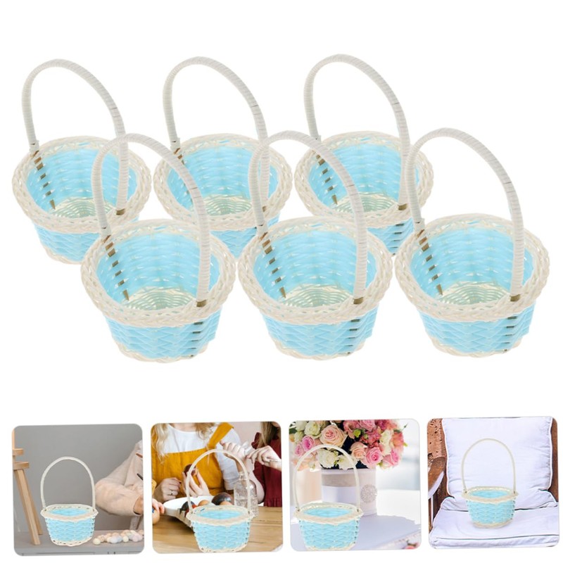 MERRYHAPY Tiny Baskets Set of 6 Weaving Storage Baskets Handles