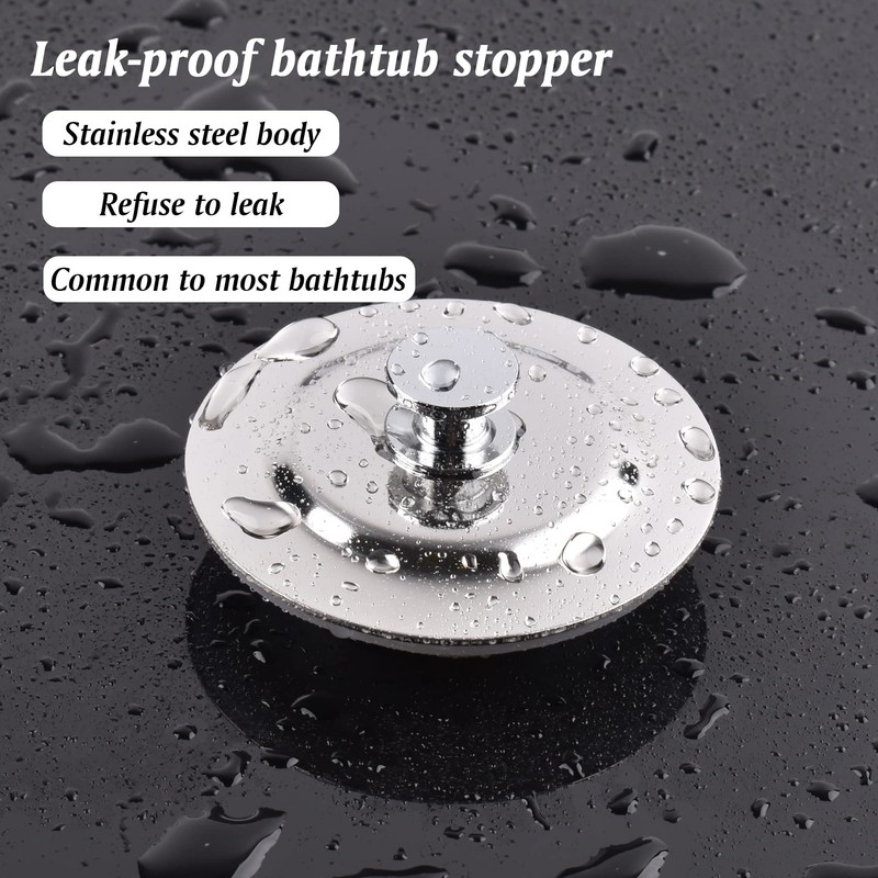 Jiayaus Bath Plug, Stainless Steel Push Type Bath Plug Pop