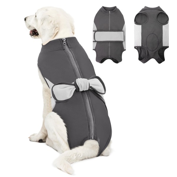 SAWMONG Zipper Recovery Suit for Dogs, Breathable Cotton Dog Surgery