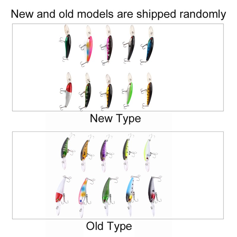 10pcs/bag Fishing Lures Baits Crank Bait Hook Tackle Bait Fishing