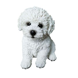 PTAHAN Bichon Frise & Maltese Dog Statue Outdoor - Resin Garden Decor for Pet Lovers, 5.9x4.3x6.3 Inch Weatherproof Figurines, Yard Ornament & Gift for Dog Owners