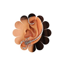 Xmsrn Vintage Scorpion Ear Cuff Wrap Earrings Silver Goth Scorpion Ear Climber Earrings Punk Scorpion Wrap Around Earrings Dangerous Scorpion Cartilage Ear Clip Earrings for Women, Zinc, No Gemstone