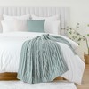 Battilo Sage Green Throw Blanket for Couch,51"x67", Cable Chenille Knitted