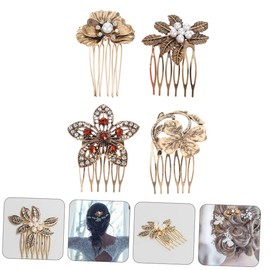 FOMIYES 2sets Chic Hair Comb Hair Accessories for Girls Vintage Pearl Diamond Headdress Decorations 4pcs*2