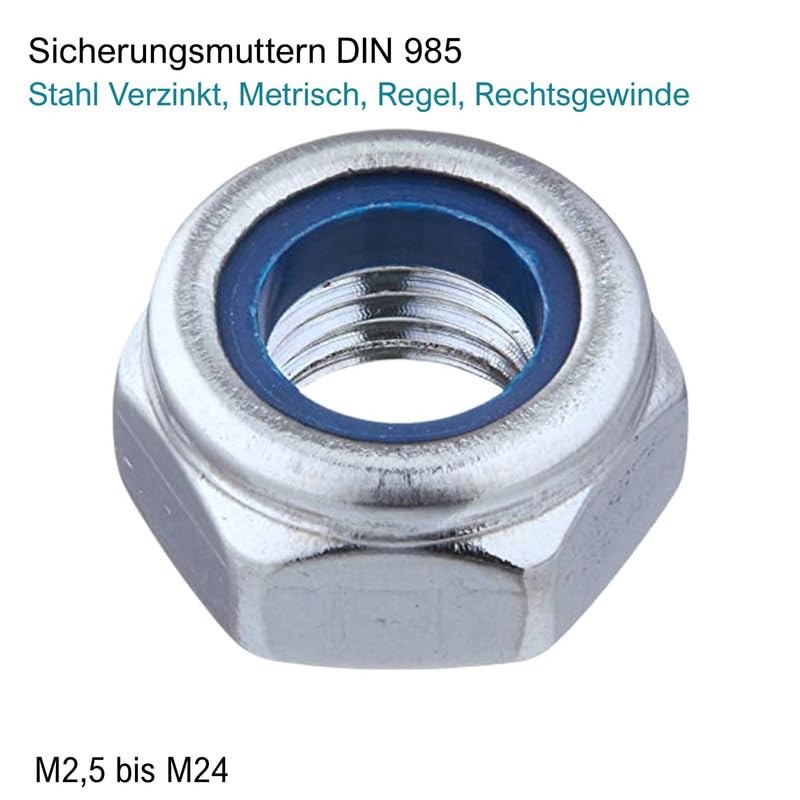 Locking Nuts M7 Galvanised Steel - DIN 985 - Stop