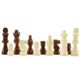Attatoy Set of Complete Wooden Chess Pieces (32 Pieces), Wooden Chess Figures with Kings, Queens, Castles, Knights & Pawns