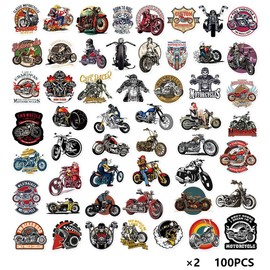 100 Stück Motorrad Aufkleber, Motorrad Aufkleber Pack, Coole Motorrad Sticker, Motorrad Hot Rod Aufkleber Set, Wasserdichte Vinyl Graffiti Sticker für Laptop Gitarre Koffer Motorrad