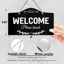 9"x5.35" Welcome Knock Hanging Sign or In Session Do Not Disturb Door Knobs Hanger Double Sided Signage Handmade Acrylic Plaque for Office Meeting Treatment