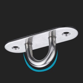 XNJIHWA 4Pcs Oblong Pad Eye Plate M6 304 Stainless Steel Marine Hardware Staple Ring Hook Hardware Loop with 8 Screws and Plastic Plugs for Deck/Wall/Boat