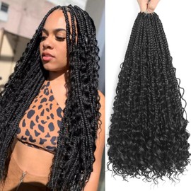 Goddess Bohemian Box Braids Crochet Hair 8 Packs- 1B 24 Inch