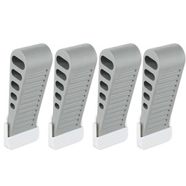 JQK Rubber Door Stopper Wedge, Grey 4 Pack Soft TPR Premium Door Stops for Bottom of Heavy Duty Door on Tile, Concrete, Carpet, Wooden Floor, DSB61-GY-P4