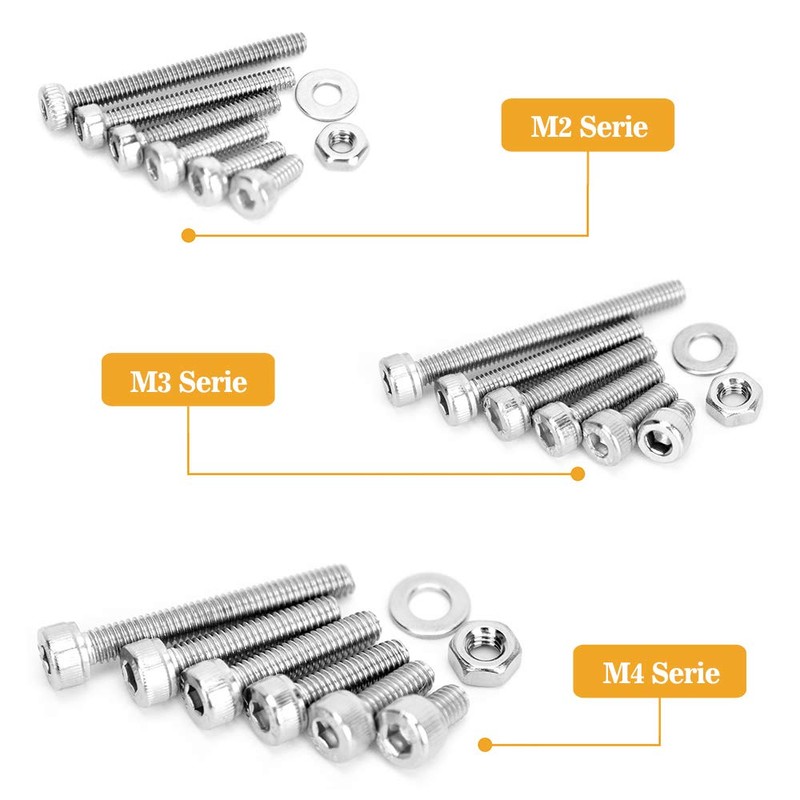 Set of 1080 Pieces M2 M3 M4 Carbon Steel Hex