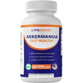 Vitamatic Vitamatic Akkermansia Muciniphila Gut Health - 60 DR Capsules (Delayed Released) - Made with Prebiotic Inulin Fiber