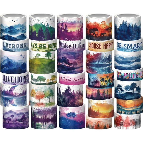 Washi Tape Set 32 Rolls, Four Seasons Forest Natural Washi