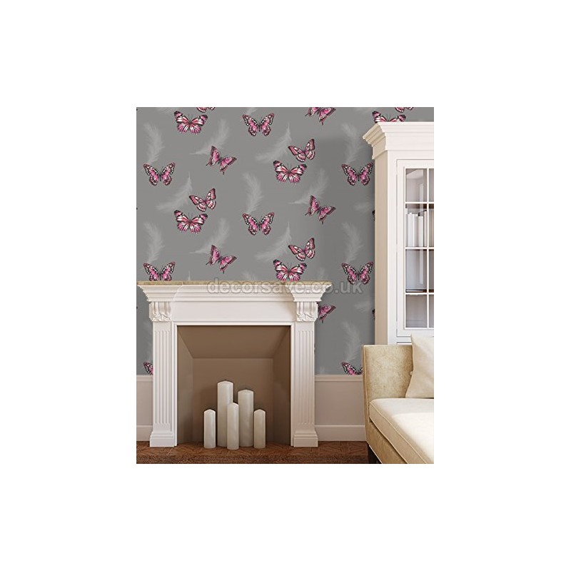 Fine Decor Butterflies Wallpaper FD40917 - Feature Wall Butterfly Feathers