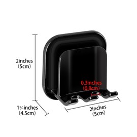 2 PCS Self-Adhesive Toothbrush Holders Wall Mounted, Water Proof Toothbrush Hook, 2 in 1 with Toothbrush Hanger and Gargle Cup Holder for Bathroom Shower (Black)