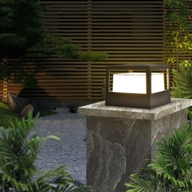 LCSMVLQ Waterproof Lawn Column Cap Lamp, Modern Square Fence Pillar Lamps, Outdoor Post Caps Lights, Courtyard Deck Post Light Fixture, for Front Yard, Garden Porch Decoration