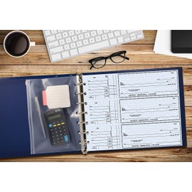 Better Office Products 7 Ring Executive Check Binder with Zipper Pouch, Padded Blue Textured Cover, for 9" x 13" 3 Per Page Business Checks, 600 Check Capacity Checkbook Holder