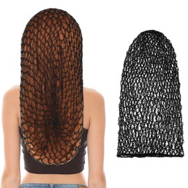 YUXIANLB 2 PCS Mesh Hair Net Rayon Knit Snoods for Women Sleeping, Crocheted Sleeping Cap Soft Mesh Hairmet Hat Cover Accessories for Women Long Hair Curly Hair (Black)