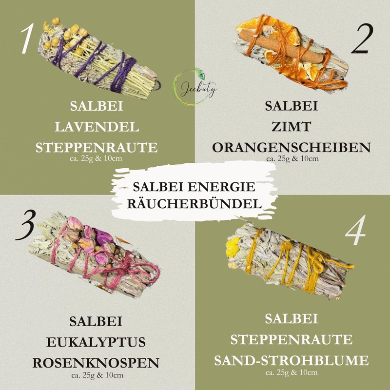 JEEBUTY Sage Energy Incense Bundles, Pack of 4, Approx. 10